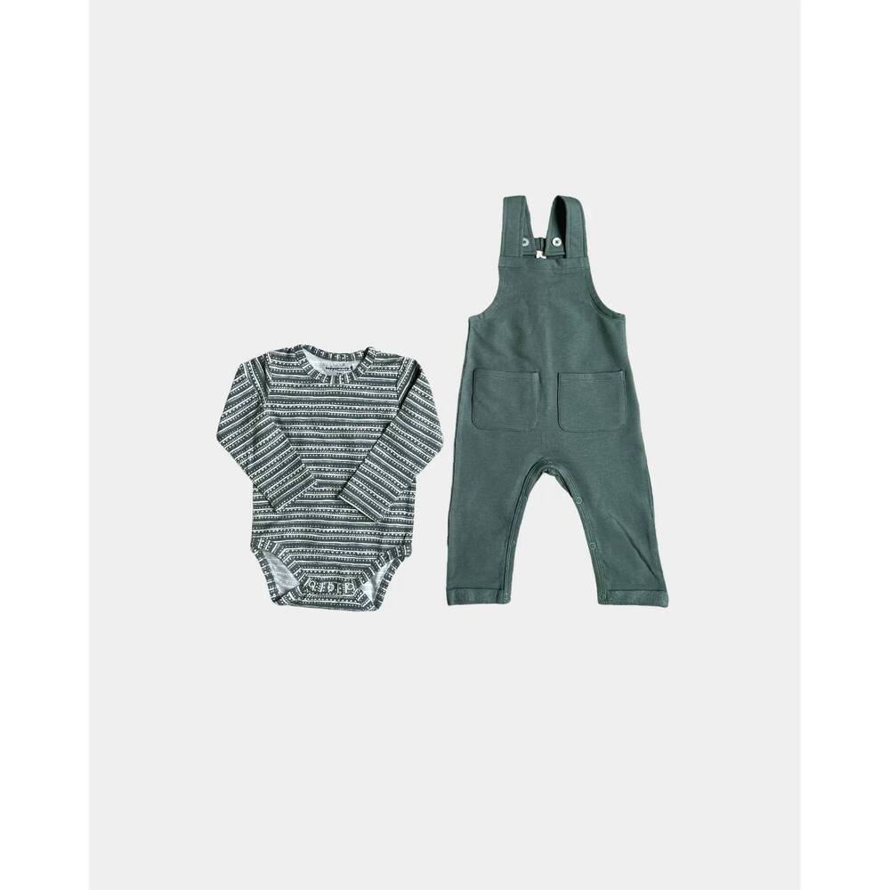 NEW BABYSPROUTS kids bamboo overalls set in pine